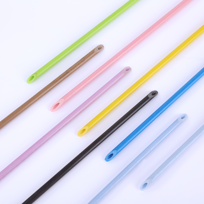 black, green, yellow, pink, blue hollow fiberglass rods 