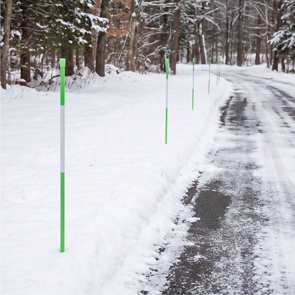 Green 5/16" X 48" Fiberglass Driveway Marker – Reflective Snow & Lane Stake