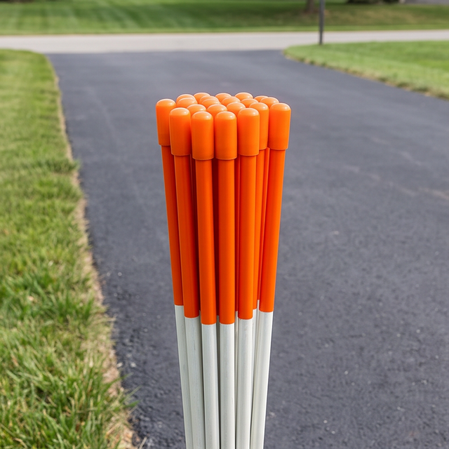 Orange 7.9mm 122cm Fiberglass Snow Stakes with White Reflective Tape Snow Pole 