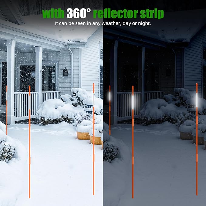 FRP Rods Fiberglass Reinforced Plastic Rods Tubes Stakes Orange Fiberglass Snow Stakes with White Reflective Tape Snow Pole 